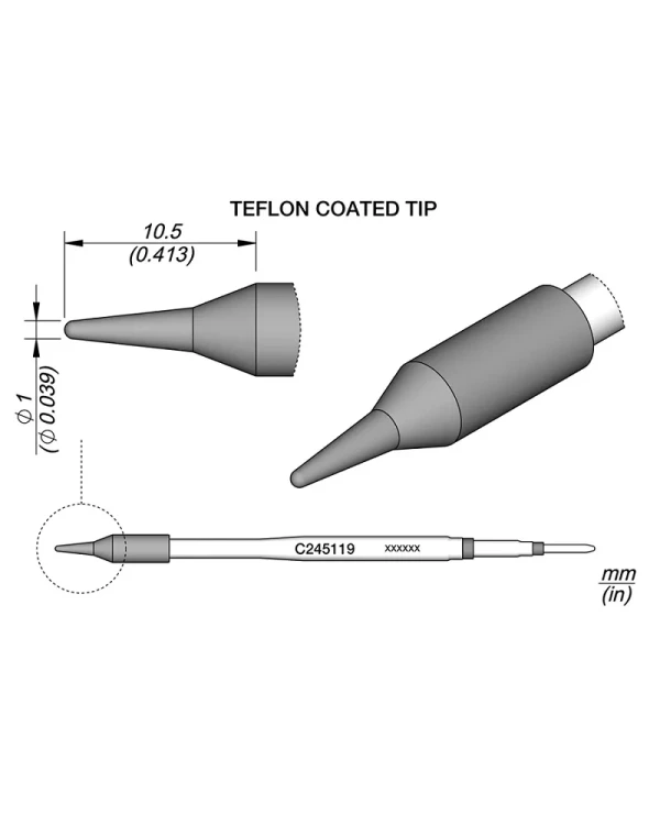 Elewant_Grot_stożkowy_1.00mm_teflonowy_JBC_C245119
