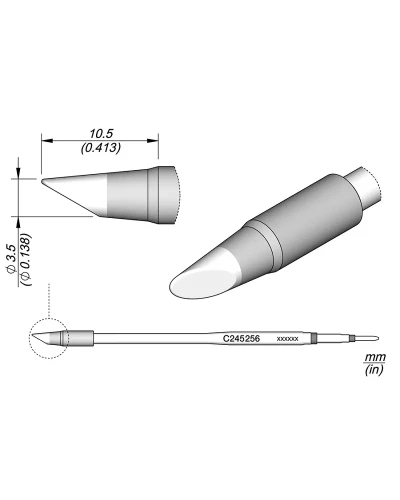 Grot_stożkowy_sciety_3.50mm_JBC_C245256_High_Thermal_Long